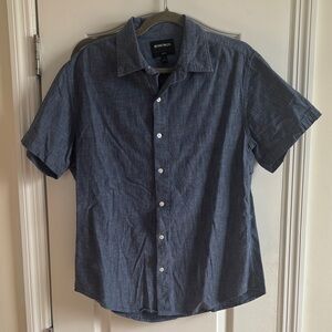 Bonobos Men's Casual Riviera Navy Button Down Short Sleeve Shirt